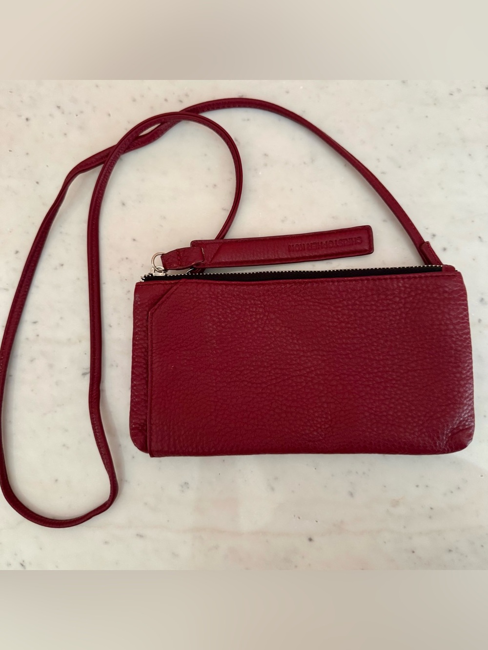 Christopher Kon Petite Rich Red Pebbled Leather Crossbody Bag